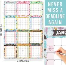 Hadley Designs Yearly Wall Calendar 2026 Large - 12 Month Dry Erase Calendar For Wall, Double-Sided, Reversible, Erasable, Reusable, Full Year Long Annual Planner - Doodle Colorful - ColorA - 查看 7