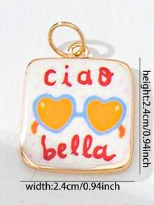 不锈钢链项链，配可替换吊坠 - 夏季彩色印花吊坠，可用于DIY项链、手链 - 基础款链项链，附赠配套吊坠 - 度假风波西米亚风女式首饰配件 - 彩色 - 查看 7