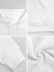Men's Shark Graphic Hoodie - Comfortable Cotton Blend Pullover For Casual Wear - 白色 - 查看 5