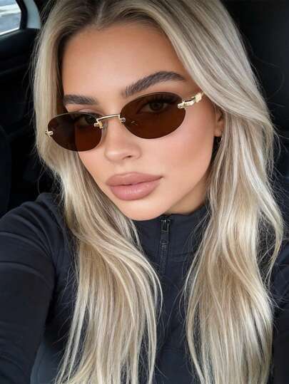 1 pieza Gafas de moda para mujer de forma ovalada y elegante de alta gama, gafas retro multifuncionales adecuadas para primavera y otoño, apropiadas para diversas ocasiones, gafas de moda para mujer, accesorio de playa para mujer