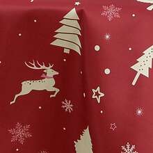 Rectangular Waterproof Christmas Tablecloth - Deer And Tree Design - Durable Polyester - Perfect For Parties, Home And Outdoors - Festive Table Decoration - 60x120/60x102 Inches - Gold 54"*70" - View 2