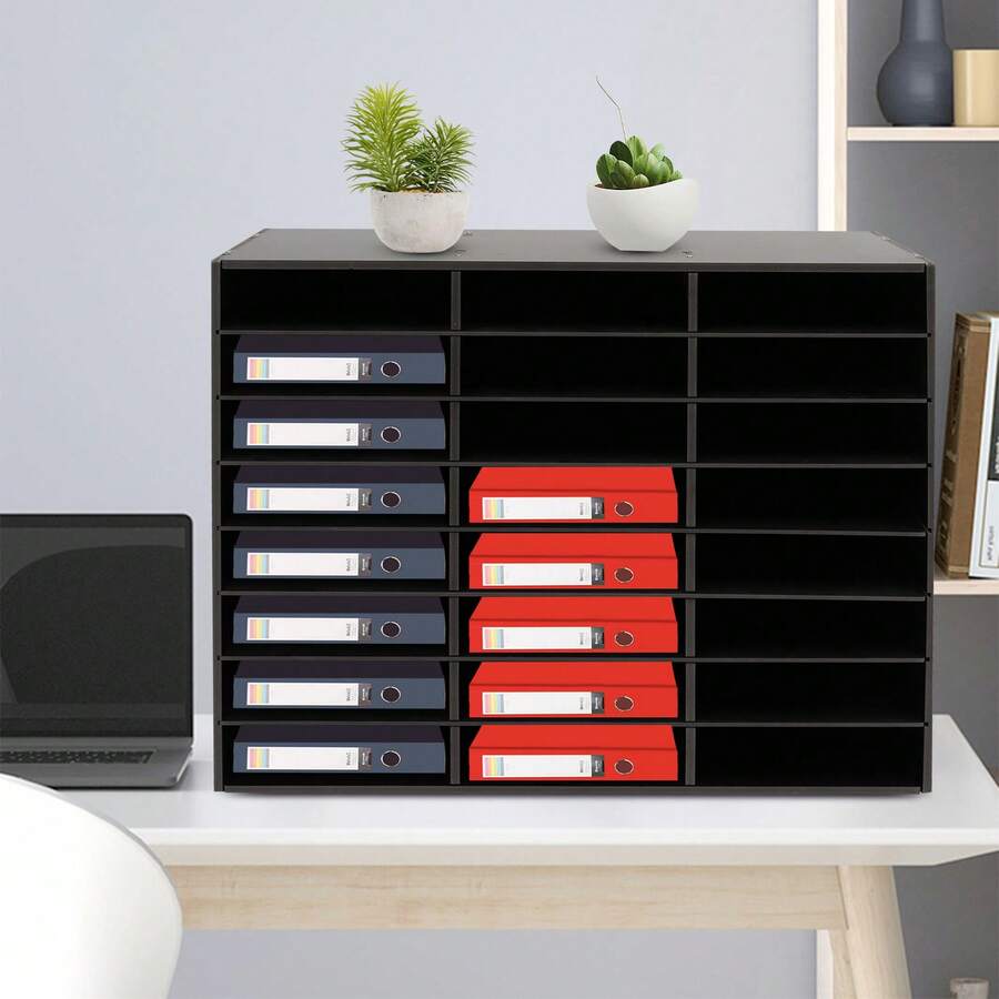 Black Literature Organizer Desktop File Holder Office Mailbox - View 1