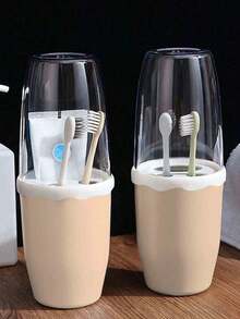 Portable Toothbrush Storage Box Travel Toothbrush Case Toothpaste Holder Organize Transparent Toothpaste Holder Container Portable Toothbrush Box, Nordic Clear Design PP Portable Toothbrush Carrying Box For Outdoor Bathroom Tumbler For Business Trip Travel Essentials Toiletries Home Decor1pcPortable Toothbrush Storage Box - Multicolor - View 6