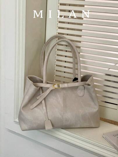 2026新款春秋季大容量哑光托特包，复古百搭高品质通勤单肩包