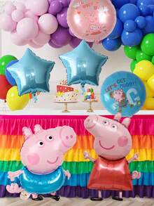 MASSDI 5pcs/Set Cartoon Peppa Pig Foil Balloons, Birthday Party Decorations, Peppa Pig Themed Balloon Set, Birthday Party And Background Decor - 1pc(random color) - View 5