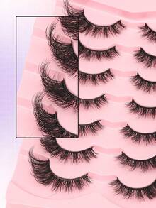 7对猫眼假睫毛，黑色绑带，猫眼造型，短款柔软3D仿貂毛假睫毛，打造自然妆容，条状假睫毛，睫毛，假睫毛 - 查看 2