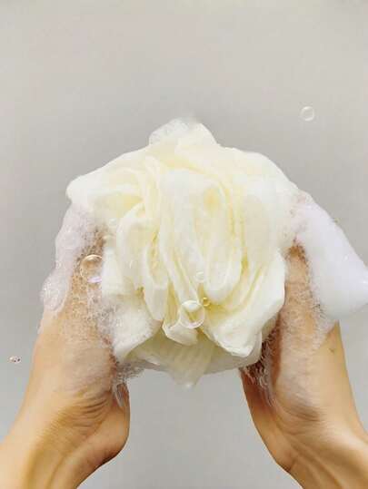 Madebyblanc 2-In-1 Bath Ball, Towel Loofah With Drawstring Closure,Bar Soap Pouch, Flower Shaped Soap Bar Bags,Bar Soap Pouch, Flower Shaped Soap Bar Bags,Exfoliating Mesh Body And Facial Cleansing Tool, Bathing Foam Manufacturing Tools, Home & Living(White)