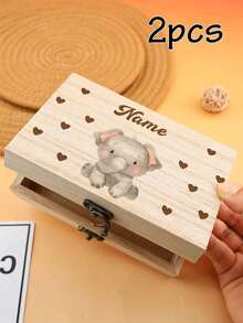 Custom Name Animal Memory Box, Cute Cartoon Style Keepsake Storage Box For Bedroom Shelf Desk Decor And Memory Collection, Personalized Name Keepsake Gift For Birthday Family Surprise, Sweet Home Decoration And Treasure Organizer, Customized Memory Box Gift Idea, Customizable Keepsake Storage Box - Style C - View 8