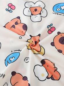 2026新款春季女童休闲卡通水豚印花翻领长袖开衫长裤睡衣套装，两件套，阻燃，四季皆宜 - 白色 - 查看 7