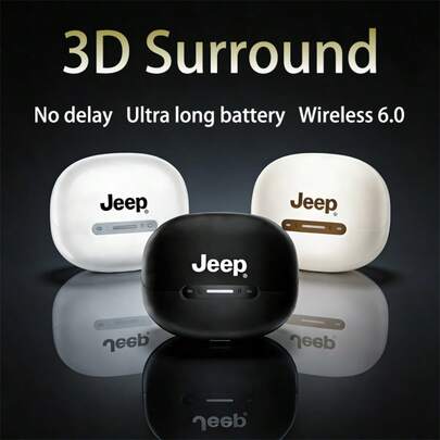  Jeep Earbuds 无线通话耳机 新款时尚外观 超长续航 无线立体声入耳式降噪耳机 超长续航耳机 男女通用 佩戴舒适 适用于笔记本电脑、平板电脑和手机