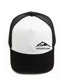 1pc Solid Mountain Print Baseball Cap, Polyester Trucker Hat, Versatile Daily Wear, Suitable Gift For Family, Friends, Boyfriend/Girlfriend, Christmas, Mother's Day, Father's Day, Teacher's Day, Birthday - Multicolor - View 2