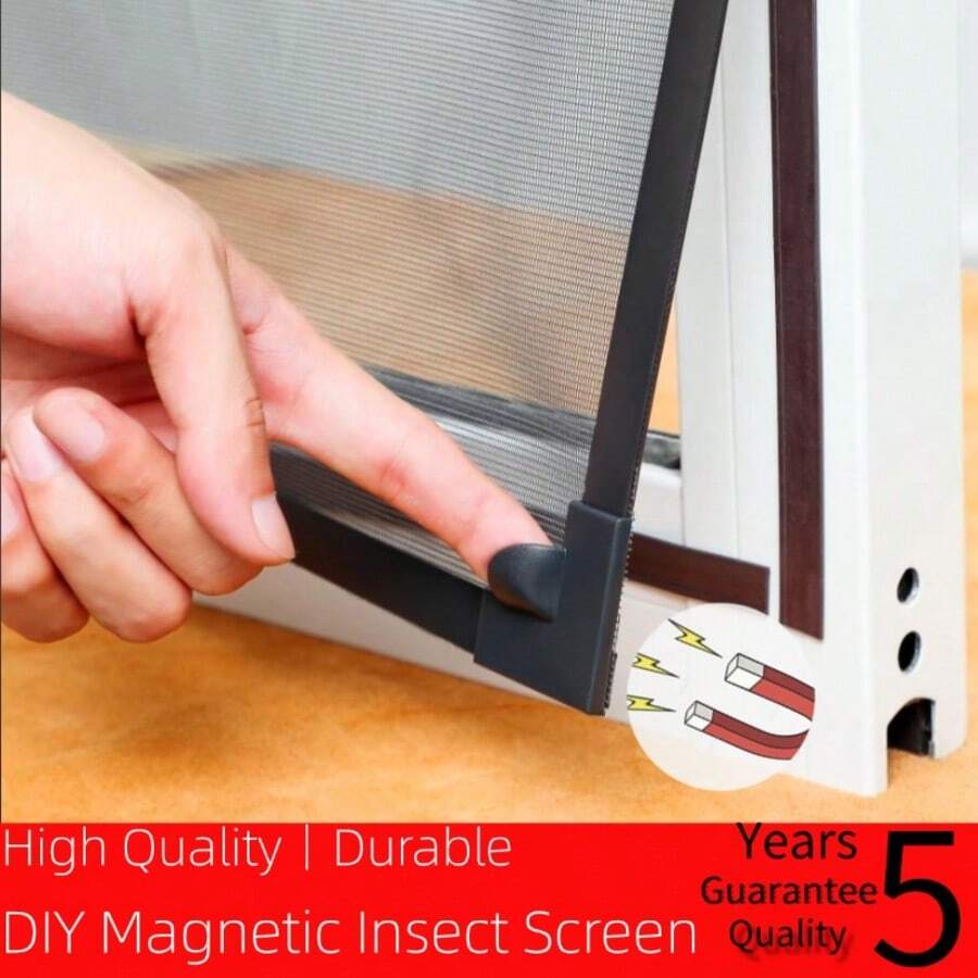（专利锁）可调节尺寸DIY磁性防蚊纱窗，防强风防蚊