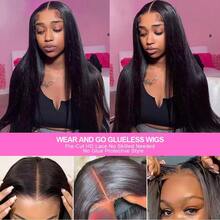 Wear And Go Glueless Wigs Pre Plucked Pre Cut 5x5 5x7 Straight Wig Human Frontal Hair Wigs For Women Human Blended Hair 200 Dentisty Brazilian Virgin Hair 13x4 13x6 HD Lace Front Wigs Natural Black Color - Natural & Black - View 10