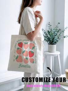 1 buah Tas Tote Kanvas Kustom, Cetak Foto/Nama/Pemandangan/Ilustrasi yang Dipersonalisasi, Tas Bahu Ringan Kapasitas Besar, Perlengkapan Penting untuk Kembali ke Sekolah - MultiWarna - View 1