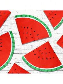 20pcs/10pcs Watermelon Pattern Napkins, Watermelon Shaped Tissue Paper, Picnic Napkins, Hand Towels, Summer Tropical Watermelon Theme Party Supplies, Baby Shower Holiday Party Birthday Theme Party Table Decor - Multicolor - View 4