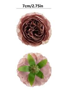 6朵仿真蓝色牡丹花头，丝质仿真牡丹花，适用于婚礼派对装饰、蛋糕装饰、家居客厅桌面装饰、秋季派对装饰、丰收节餐桌摆饰、花环装饰 - 豆沙色 - 查看 6