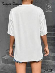 [100% Cotton] TaggedThreads Mama T-Shirt, Blue Ribbon T-Shirt, Mother's Day Gift, Aesthetic Gift For Mom, Cute T-Shirt For Mom, Bow T-Shirt, Chinoiserie T-Shirt, Gift For Her, Comfortable Summer, Autumn And Winter Styles, Short Sleeve T-Shirts - Unisex Everyday Wear For Women And Men For Campus - 白色 - 查看 2