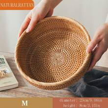 1 chiếc khay tròn viền lượn sóng bằng mây, giỏ đựng rau củ quả nhà bếp, đồ dùng đan lát thủ công. - màu nâu - Xem 21