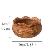 1 chiếc khay tròn viền lượn sóng bằng mây, giỏ đựng rau củ quả nhà bếp, đồ dùng đan lát thủ công. - màu nâu - Xem 16