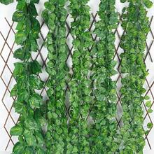 3/6/12pcs Artificial Ivy Hanging Vines, Green Leaf Garland, Greenery Vines For Home, Wedding, Bathroom, Garden Decor - Vine - View 2