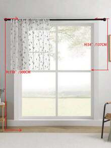1 buah Tirai Tipis Bordir, Motif Bunga, Dengan Kantong untuk Batang Tirai, Penghalang Sinar UV, Bernapas, Kain Poliester, Tanpa Lapisan, Cocok Untuk Ruang Tamu, Kamar Tidur, Ruang Makan - Grey - View 36