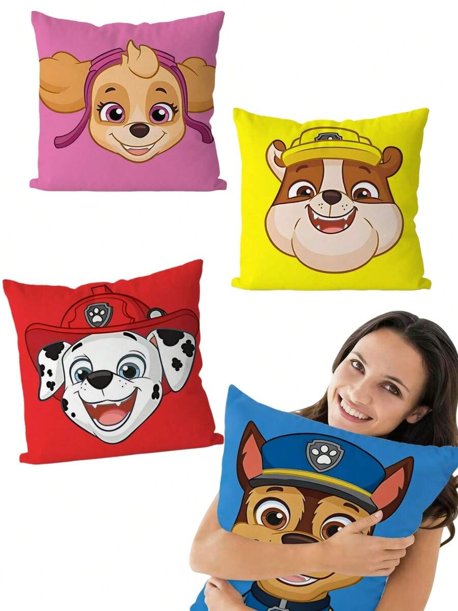 1/4件組 PAW Patrol 系列居家沙發枕套 臥室枕頭 車用腰靠枕 PAW Patrol 主題印花枕套 節日派對裝飾枕套 適合裝飾臥室、客廳與汽車內裝