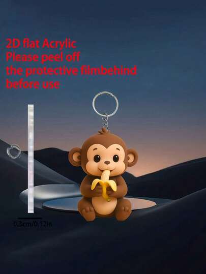 [Móc khóa Khỉ Chuối] Móc khóa acrylic phẳng 2D - Thiết kế Khỉ Chuối - Vật trang trí độc đáo cho Lễ Tạ ơn - Món quà hoàn hảo cho bạn bè yêu thích trang trí - Thích hợp cho trang trí nhà cửa và ngày lễ, quà sinh nhật, quà ngày lễ, quà tặng tiệc tùng, quà lưu niệm cho phù dâu và phù rể