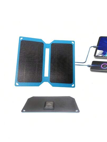 便携式太阳能板，折叠式设计，配备2个USB-A接口，采用单晶硅材质。升级版ETFE材料一体式层压工艺，透光率更高，防尘防污。轻巧便携，适合徒步、露营和旅行。兼容多种USB-A设备，包括手机、平板电脑、笔记本电脑、智能风扇、相机和移动电源。