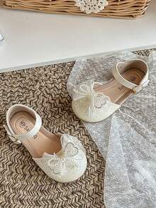 1 Pair Children's Rhinestone Decorated Closed Toe Sandals, Soft Bottom Non-Slip Princess Shoes For Girls, Suitable For Spring, Summer And Autumn, Pink Color - Beige - View 8