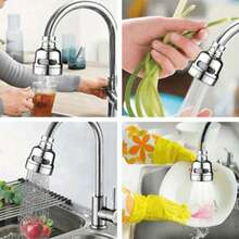 1pc 3-Mode Kitchen Faucet Splash Guard, Sink Faucet Splash Extender, 360° Swivel Faucet Sprayer, Splash-Proof Faucet Head - Silver - View 2