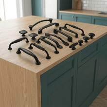 1pc Matte Black Cabinet Drawer Pull Handle, Aluminum Alloy Knob And Grip, Durable And Easy To Install, Suitable For Kitchen, Bathroom, Desk Furniture Drawers - Black - View 4