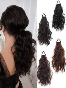 合成编织马尾辫，逼真发丝，自然蓬松，如云朵般柔软，高马尾配瀑布式发圈。 - 彩色 - 查看 2