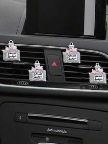 1PC Rhinestone Car Air Vent Clip Fragrance Bottle – Empty Flat Diffuser With Refill Sheet, Shiny Air Freshener Decor - 銀 - 查看 8