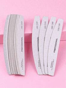 5pcs Professional Crescent-Shaped Nail Files, 180/240 Grit, Suitable For Nail Salon Nail Buffing Blocks, Nail Files, Sandpaper Boards, Manicure Supplies, Manicure Tools, Nail Art Tools, Nails, Manicure Tools, Nail Extension Tools - Light Grey - View 3