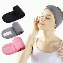 Bandeau ajustable de couleur unie antidérapant, convenant pour le SPA, les soins du visage, le maquillage, le yoga, le bain, les accessoires de maquillage pour femmes. Bandeau torsadé à couronne élevée en éponge avec bracelet-serviette, bandeau en velours nuageux, bouton décoratif pour le visage et les cheveux des femmes pour la salle de bain à la maison, décoration d'automne, bandeau de rentrée scolaire - Multicolore - Voir 6