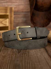 1pc Distressed Casual Daily Commute Men's Belt, Versatile Fashion Retro Business Belt For All Seasons - Multicolor - View 3