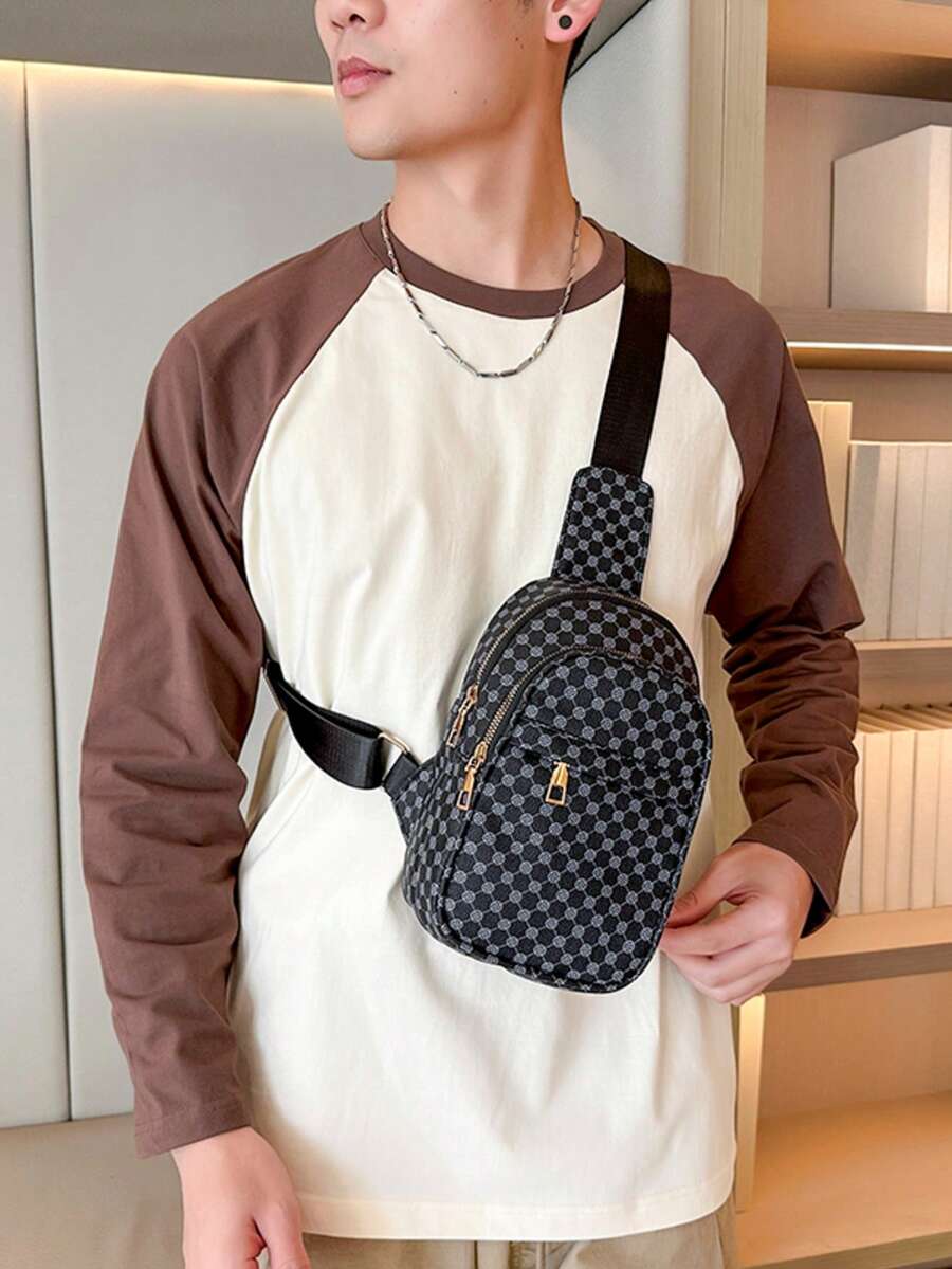 男士胸包，多功能通勤单肩斜挎包，时尚旅行休闲胸包 - 彩色 - 查看 1