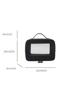 New Transparent Makeup Case, Large Capacity Women Handbag - Black - View 3