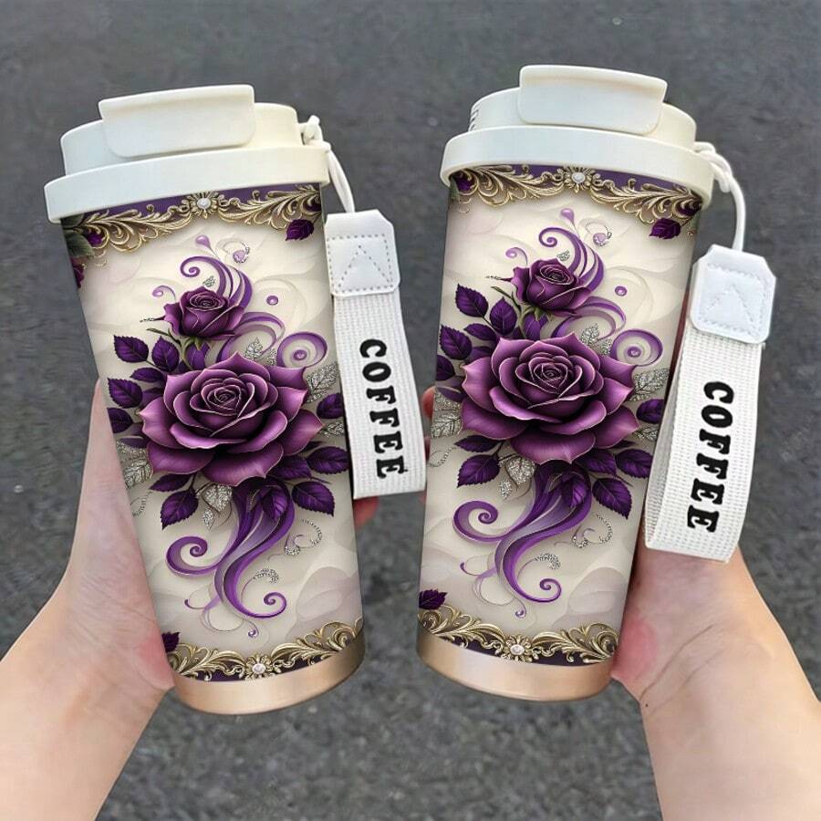 Bộ 5/1 chiếc cốc giữ nhiệt bằng thép không gỉ 500ml họa tiết hoa hồng tím, thích hợp làm quà tặng Ngày của Mẹ, Ngày Valentine, Lễ tốt nghiệp, Tiệc theo chủ đề, Sinh nhật và các ngày lễ khác. Giữ đồ uống nóng/lạnh. Tay cầm chắc chắn, dễ mang theo. Nhỏ gọn và tiện dụng, thích hợp cho văn phòng, du lịch và nhiều dịp khác. Nhẹ và thiết thực, lý tưởng cho văn phòng, học tập, tập thể dục, du lịch và nhiều sự kiện khác. Hoàn hảo cho sử dụng cá nhân, các ngày lễ và ngày kỷ niệm. - Nhiều màu - Xem 1