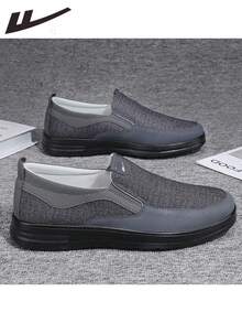 WARRIOR 1双男士休闲时尚透气运动鞋，圆头，轻便面料，柔软鞋底，防滑，易穿脱，2026新款休闲运动鞋 - 灰色 - 查看 2