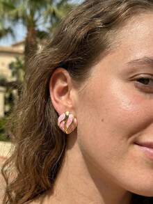 6 Pairs Colorful Assorted Earrings Set For Women, Stainless Steel Oval Drop Earrings, Colorful Geometric Earrings, Floral Stud Earrings, Gold Geometric Earrings, Heart Earrings, Butterfly Earrings, Fashionable Vintage. Versatile And Artistic Women, Ear Jewelry, Stainless Steel Women's Jewelry, Holiday Accessories, Mother's Day/Easter Gift, Casual/Wedding Party Chunky Personalized Jewelry - Multicolor - View 4