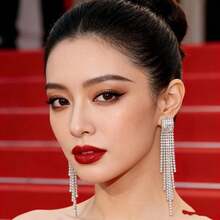 1 Pair European And American Classic Versatile Exaggerated Long Rhinestone Tassel Earrings, Luxury Elegant Earrings With Refined Details, Fashionable Unique Earrings For Women - Multicolor - View 4