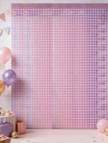 1pc/2pcs Party Birthday Decoration Backdrop Curtain, Laser Cube Decor Tinsel Curtain, Party Decoration Backdrop, Approx. 2m*1m Size, Backdrop Curtain, Home Decor, Suitable For Birthday Wishes, Valentine's Day, Birthday, Wedding, Disco Party Wall Decor - Purple - View 1