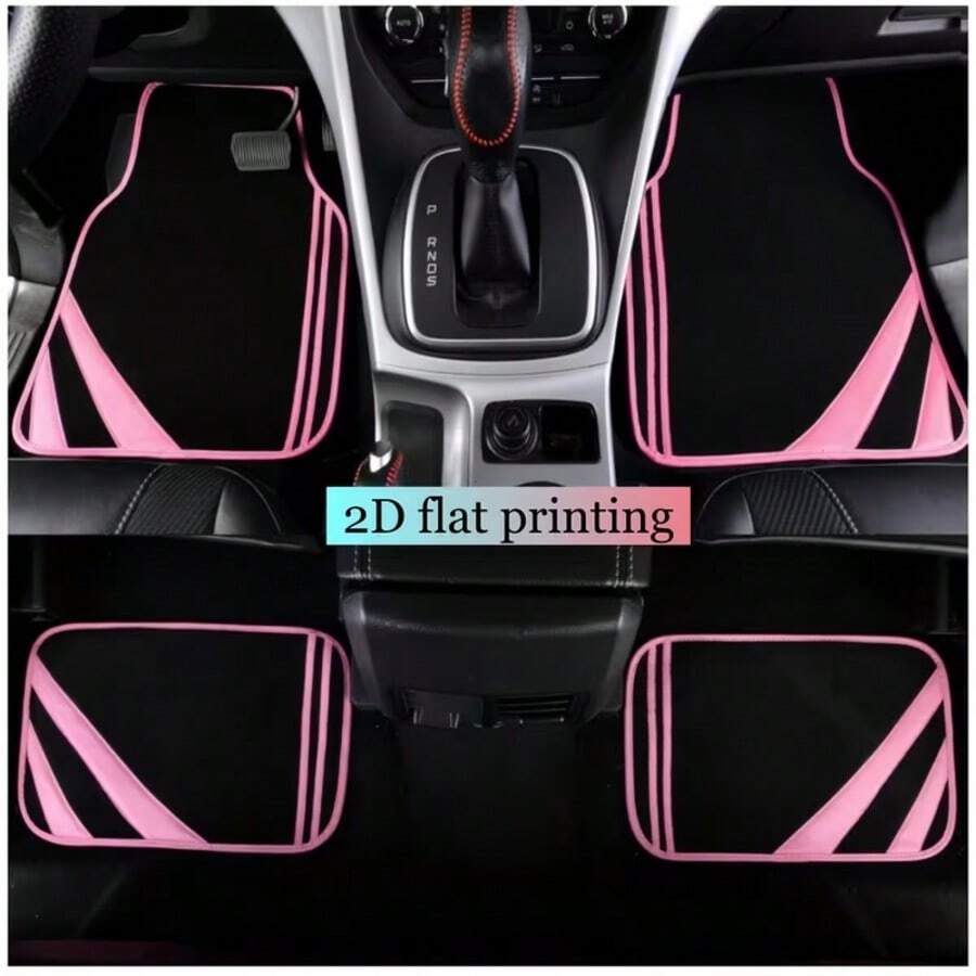 4pcs Car Floor Mats, Minimalist Design, Absorbent Anti-Slip, Washable, Fashionable Interior Protection, Suitable For Sedans, Hatchbacks And SUVs, All Season, Ideal For New Drivers, New Year Gift, 2D Flat