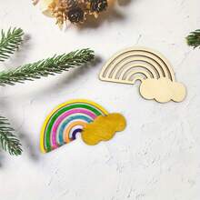10/20/40pcs Wooden Rainbow And Clouds Shape Craft Pieces For DIY Painting - Versatile Hanging Decorations For Weddings,Unfinished Wood Ornaments For Holiday Celebrations And Home Decor - Multicolor - View 5