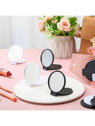 1/3/5 piezas Espejo de maquillaje plegable y portátil, espejo de viaje compacto y ligero para mujeres, espejo de vanidad pequeño y redondo para el bolso y uso en viajes, accesorio de belleza plegable y duradero, excelente para el Día Nacional, el baño, el masaje del cuero cabelludo, el regreso a la escuela, las vacaciones y la vida diaria, regalo festivo para familiares y amigos