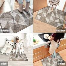 60cm x 90cm - Indoor Doormat 60cm x 90cm Absorbent Front Back Door Mat Floor Mats Rubber Backing Non Slip Door Mats Inside Mud Dirt Trapper Entrance Front Door Rug Carpet Machine Washable Low Profile-Brown Geome - 24x36 - Ver 7