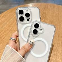 Luxury Wireless Charge Magnetic Case Compatible with iPhone 16 16 Pro 16 Plus 16 Pro Max Transparent Acrylic Cover - Transparent - Übersicht 11