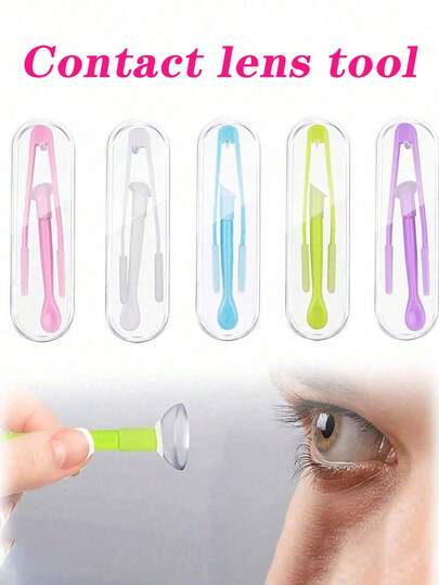 Aplicador, ventosa de silicona para lentes de contacto, pinzas para lentes de contacto, insertador/extractor de lentes de contacto, extractor de lentes de contacto para el hogar y viajes, herramienta rápida para aplicar y retirar lentes de contacto, precio asequible, herramientas de maquillaje, artículos económicos, regalos, regalos para mujeres