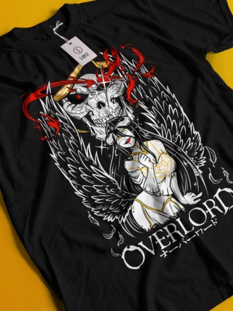Overlord-Shirt Ainz Ooal Gown Shirt Albedo Shalltear Bloodfallen Tshirt Anime - 黑色 - 查看 1